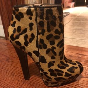 Zara leopard heeled boots